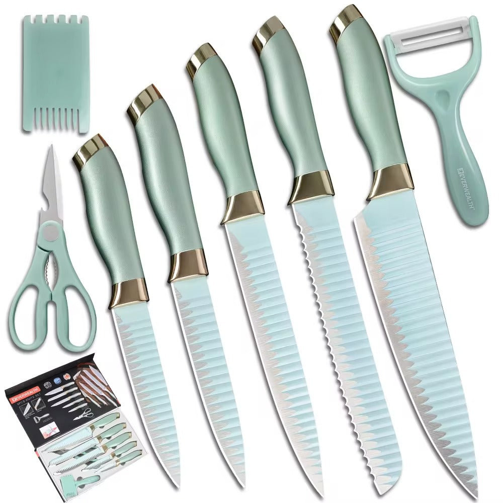 Condore stainless steel royal swiss master line 8pcs non-stick kitchen knife set with gift box