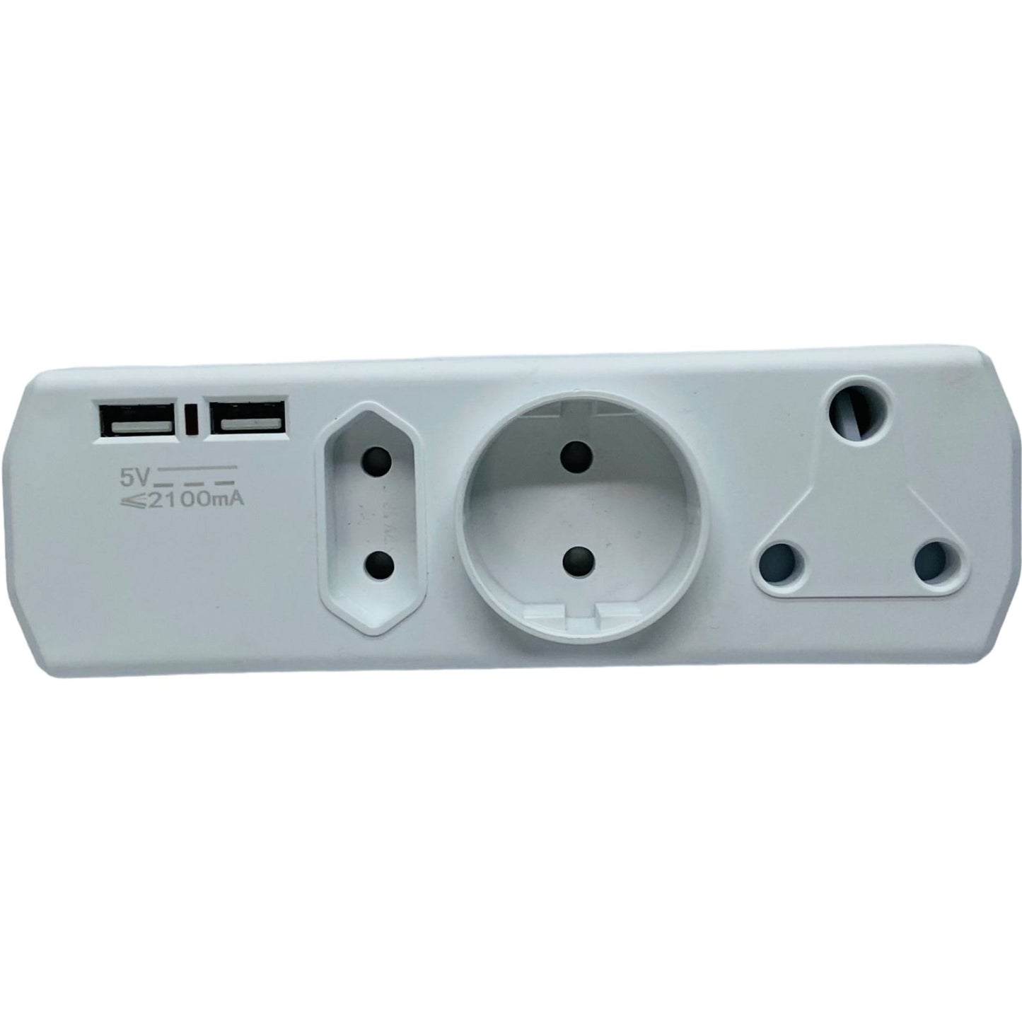 5 Way Multi Plug Power Adaptor, Schucko & Euro with 2 x USB Charger 1A