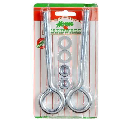 Bulk Pack 4 x Eye Bolt & Nut Galvanized 150mm x 10.0mm 2 Piece Pack