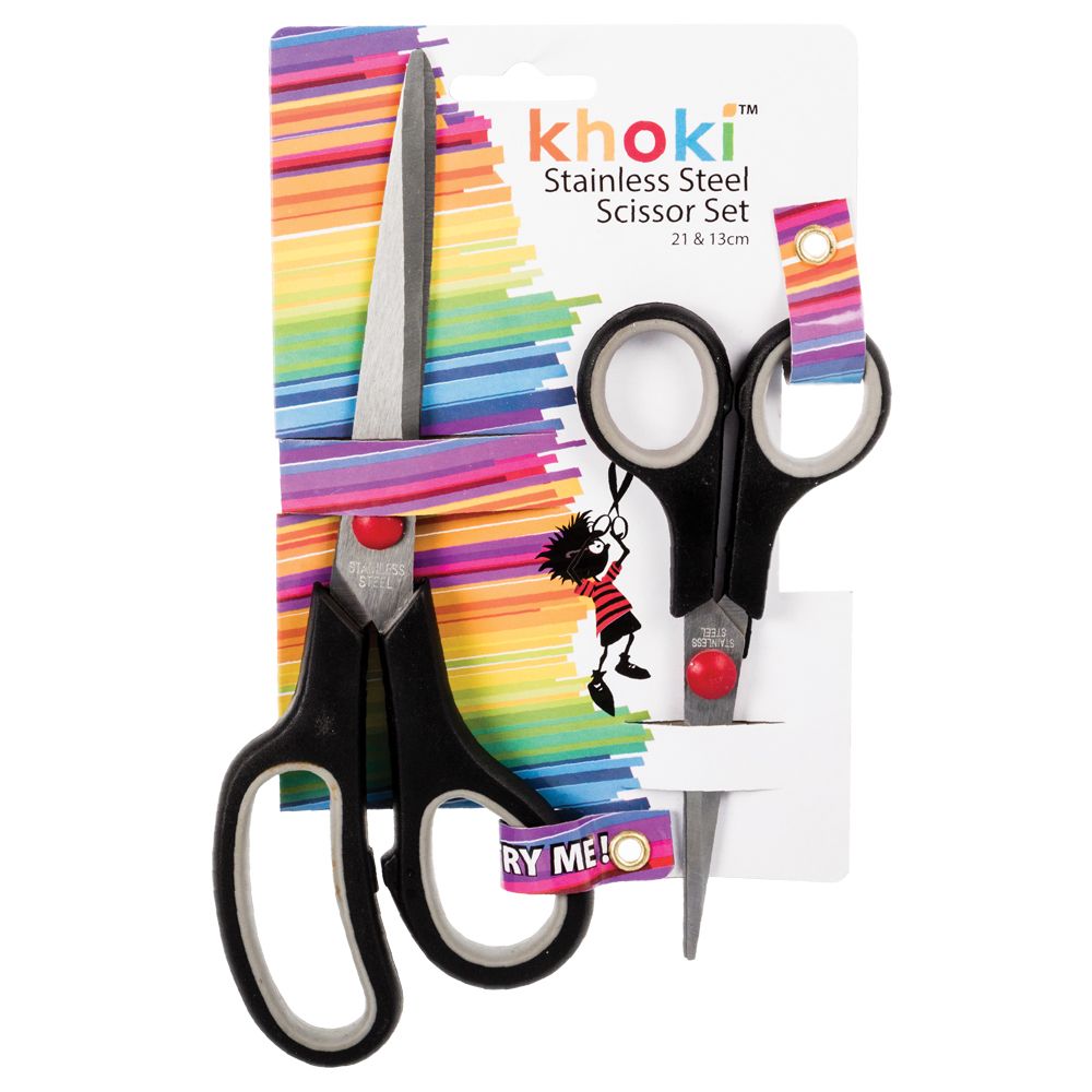 Plastic Handle Scissor Set - (21cm + 13cm)