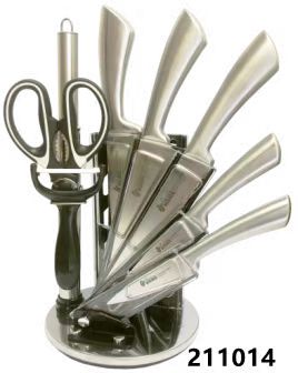 Knife Set with Block, 8 Piece Knives Set for Kitchen, Cooking Knives with Kitchen Shears and Sharpener, Sharp Cutting Stainless Steel Chef Knife Set with Acrylic Stand, Silver