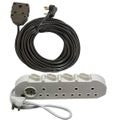 9 Way Multi Plug Power Adaptor & Black 20m Extension Cord