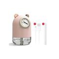Portable USB Mini Clock Humidifier with Adjustable Fog Mode - 300ml - Salmon Pink
