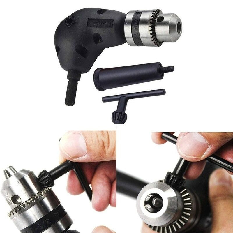 Right Angle Drill Attachment Chuck Adapter with Keyed Chuck