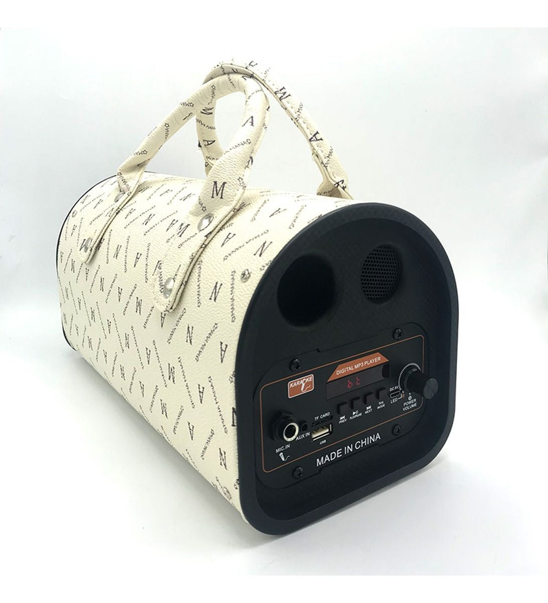 Rechargeable Handbag Wireless Bluetooth Speaker LED Karaoke Speaker - White