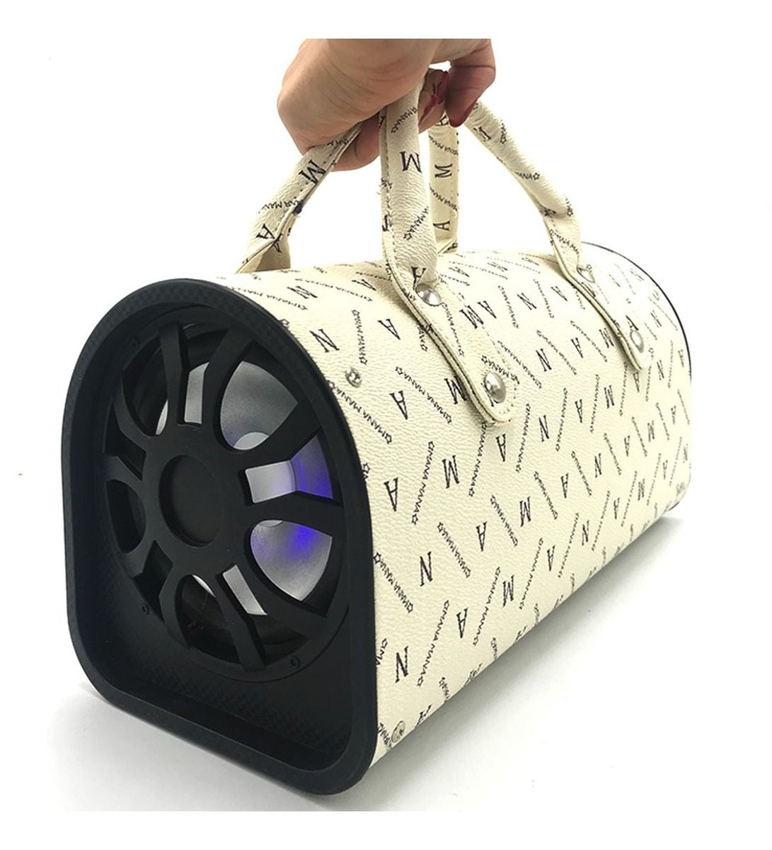 Rechargeable Handbag Wireless Bluetooth Speaker LED Karaoke Speaker - White