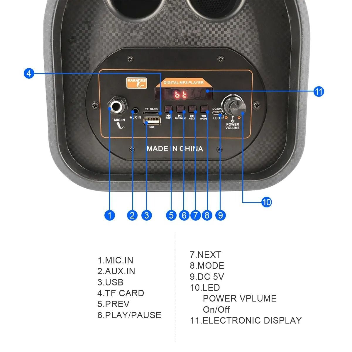 Rechargeable Handbag Wireless Bluetooth Speaker LED Karaoke Speaker - White