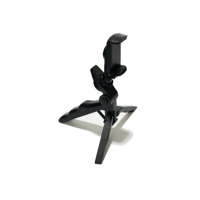 Mini Adjustable Portable Tripod Phone Holder Stand with Secure Grip - Black