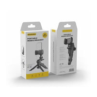 Mini Adjustable Portable Tripod Phone Holder Stand with Secure Grip - Black