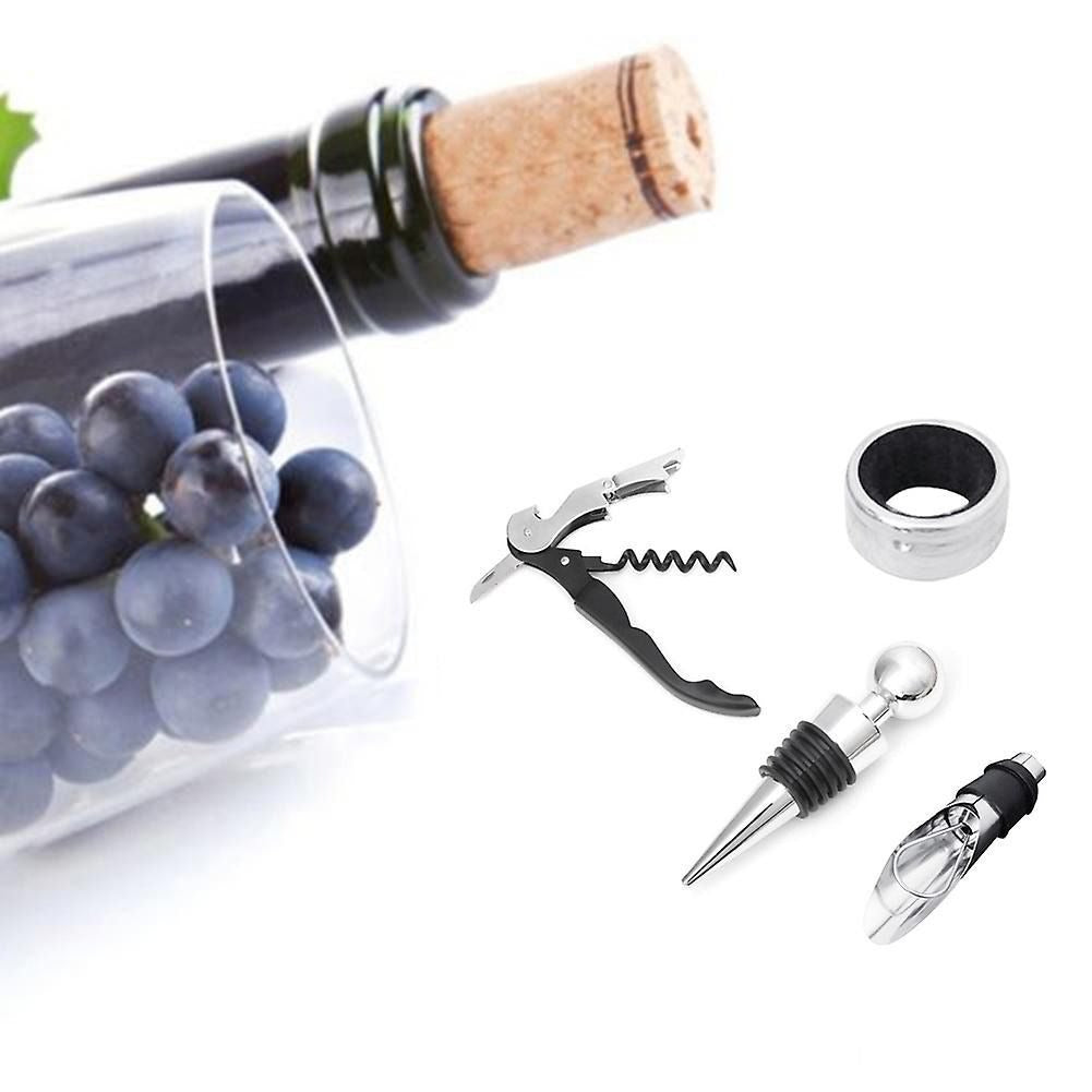 Stainless Steel Wine Bottle Opener Corkscrew Stopper Bar Party Tool Set - 4 Piece