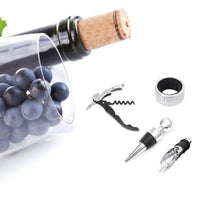 Stainless Steel Wine Bottle Opener Corkscrew Stopper Bar Party Tool Set - 4 Piece
