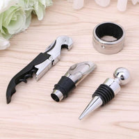 Stainless Steel Wine Bottle Opener Corkscrew Stopper Bar Party Tool Set - 4 Piece