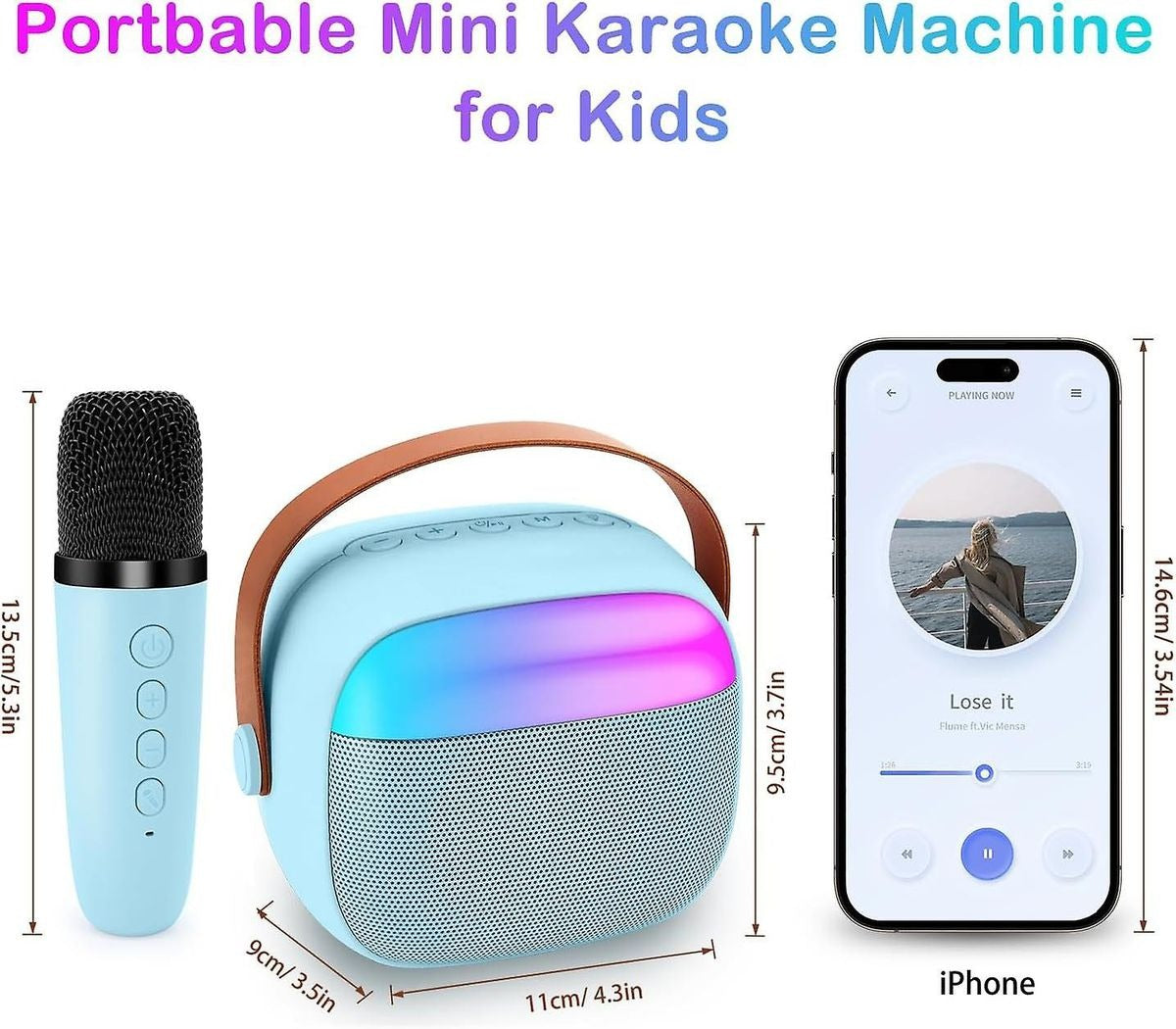 Portable Audio Wireless Bluetooth Karaoke Speaker & Microphone Set - Beige