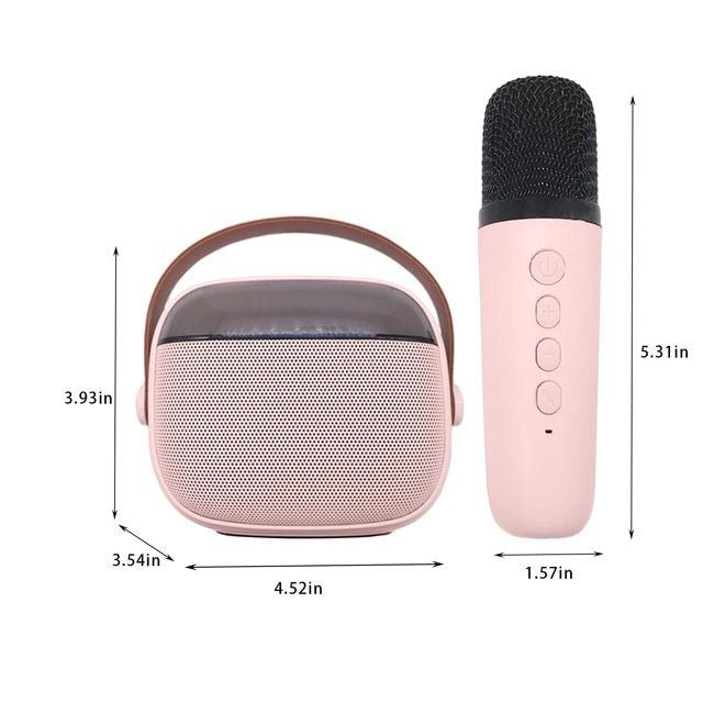 Portable Audio Wireless Bluetooth Karaoke Speaker & Microphone Set - Pink