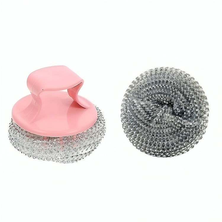 Multi-Function Kitchen Dishwashing Scrubbers With Handle- pink