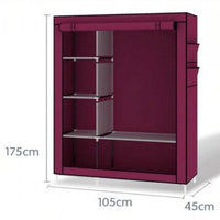Non Woven Portable Storage Fabric Wardrobe with Shelves - Wine Red