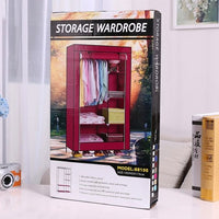 Non Woven Portable Storage Fabric Wardrobe with Shelves - Wine Red