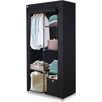 Non Woven Portable Storage Fabric Wardrobe with Shelves - Wine Red