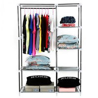 Non Woven Portable Storage Fabric Wardrobe with Shelves - Wine Red