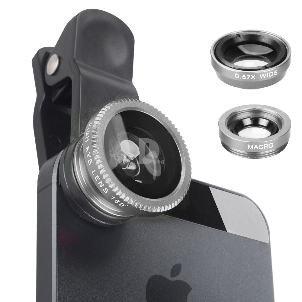 Universal Smartphone 3-in-1 Lens Clip - Silver