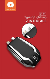 Power Bank - Y123 - for iPhone/Type C - 1500mAh - Black, Silver