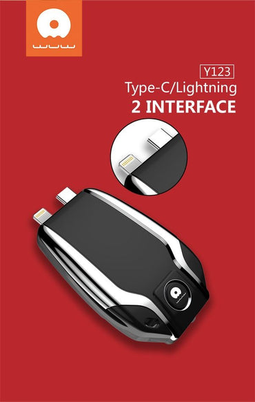 Power Bank - Y123 - for iPhone/Type C - 1500mAh - Black, Silver