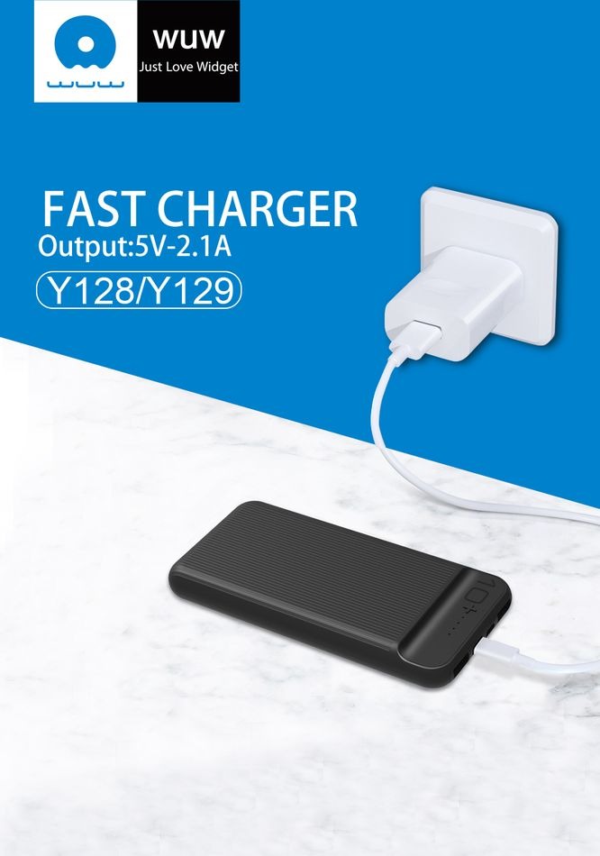 WUW - Y128 - 10000mAh Micro + Type C Power Bank - 5V-2.1A - Black