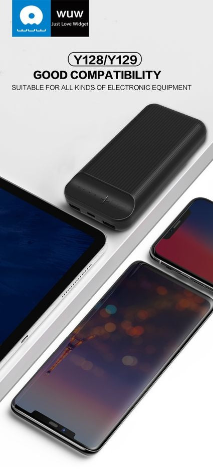 WUW - Y128 - 10000mAh Micro + Type C Power Bank - 5V-2.1A - Black