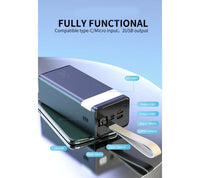 WUW Fast Charging Power Bank with LED Light - 50 000 mAh - Black