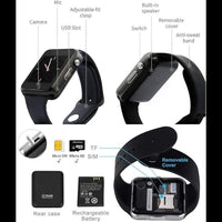 A1 - Smart Watch Mobile Inbuild Camera Supporting 3G/4G SIM - Black