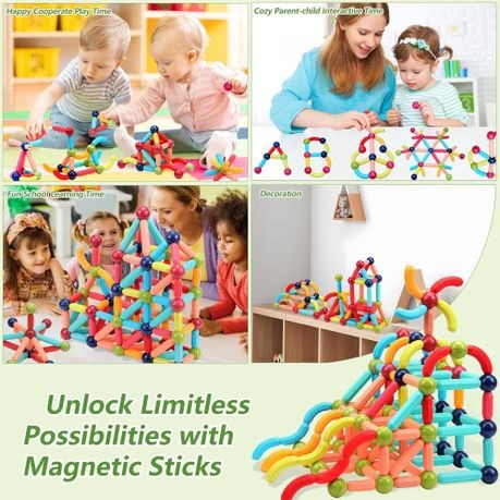 Magnetic Building Sticks Blocks Kids Toys Fun & Educational Montessori Toys