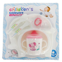 Elephant Design 6 Piece Cartoon Baby Feeding Tableware Set