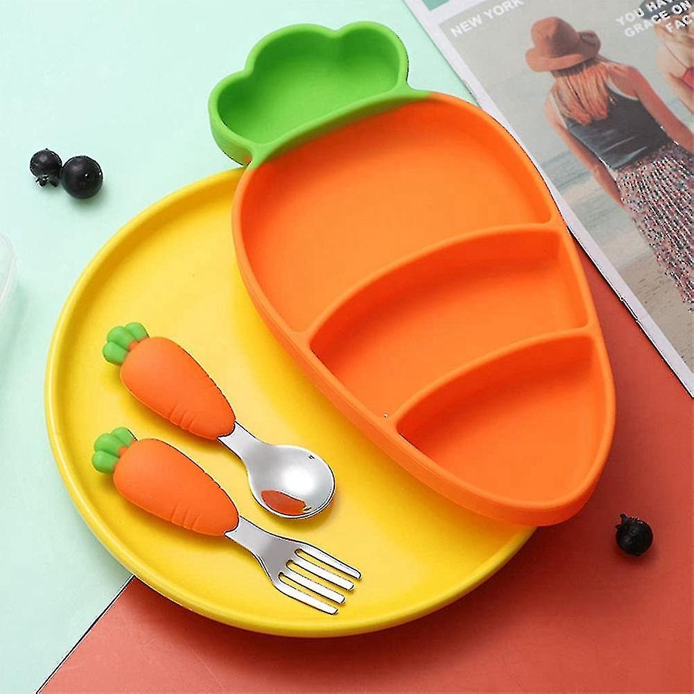 Baby/Toddler Carrot Silicone Divided Plate Set