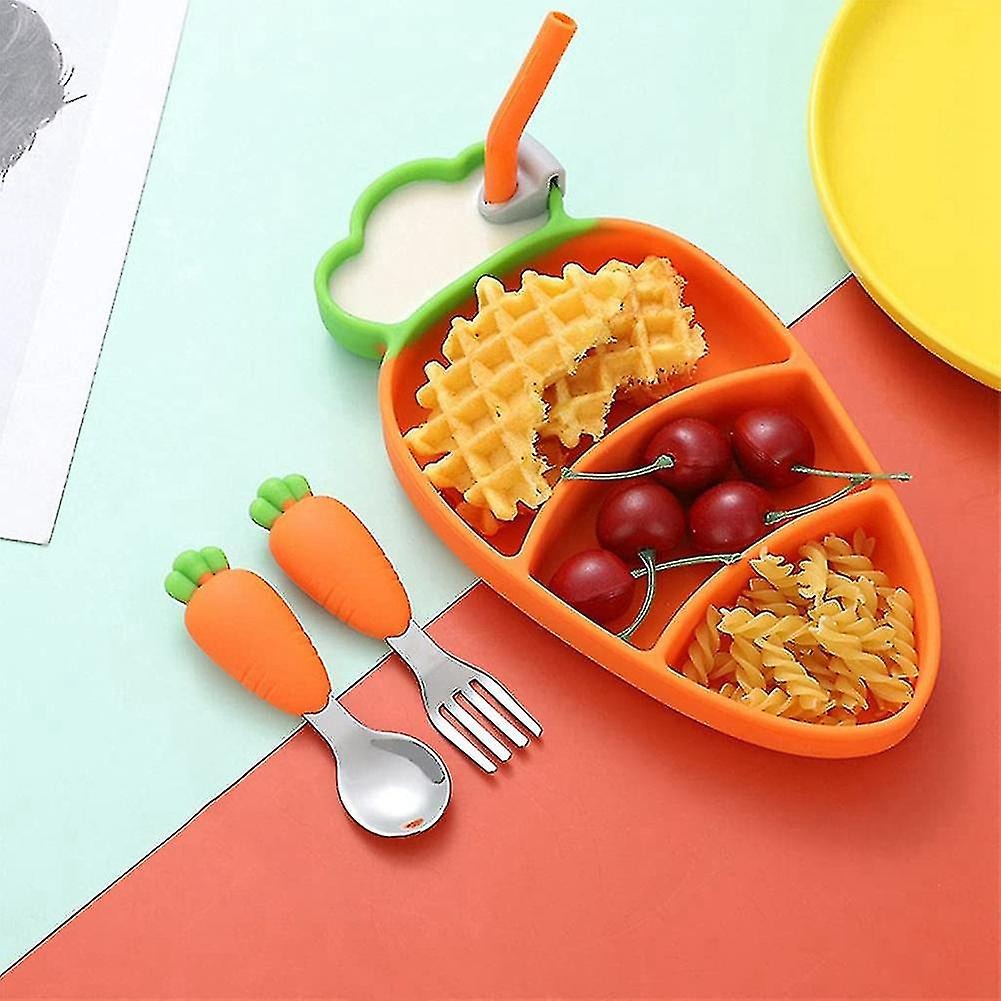 Baby/Toddler Carrot Silicone Divided Plate Set