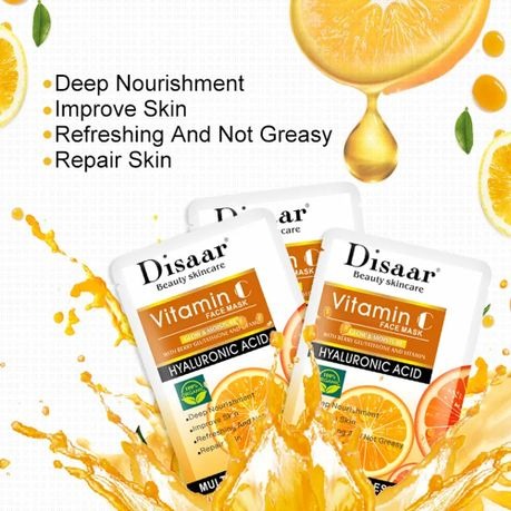 Disaar Vitamin C Hyaluronic Acid Face Mask 10 Pieces