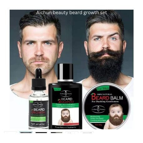 Aichun Beauty Beard Care Products, Derma Roller & Small Beard Brush
