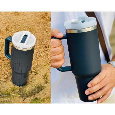1.2L Tumbler with Handle Straw Lid, Stainless Steel Travel Mug