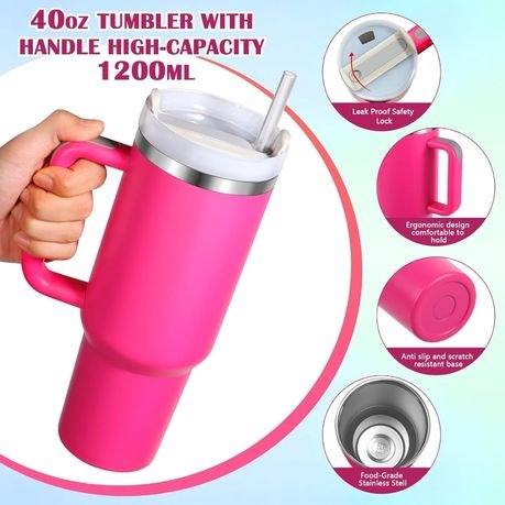 1.2L Tumbler with Handle Straw Lid, Stainless Steel Travel Mug
