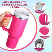 1.2L Tumbler with Handle Straw Lid, Stainless Steel Travel Mug