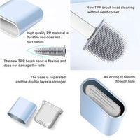 Wall Mountable Silicon Bristles Toilet Brush and Holder