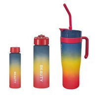 3-Piece Water Bottles with Handle & Straw in Dazzling Colors