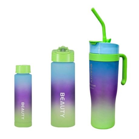 3-Piece Water Bottles with Handle & Straw in Dazzling Colors