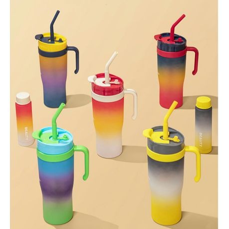 3-Piece Water Bottles with Handle & Straw in Dazzling Colors