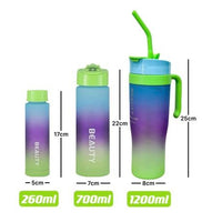 3-Piece Water Bottles with Handle & Straw in Dazzling Colors