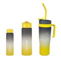 3-Piece Water Bottles with Handle & Straw in Dazzling Colors