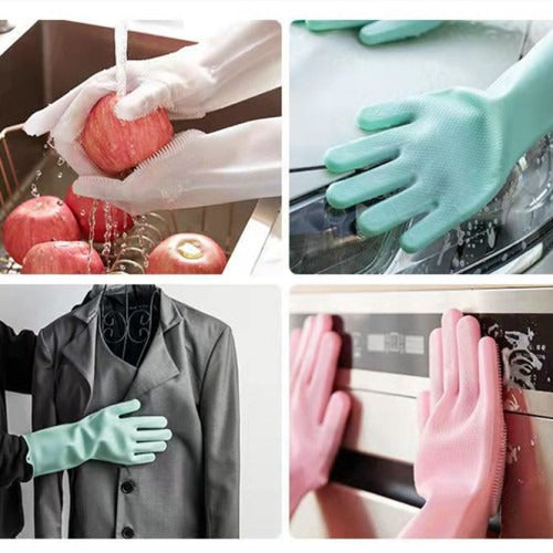 Magic Silicone Dish Scrubber Glove Dishwashing Gloves