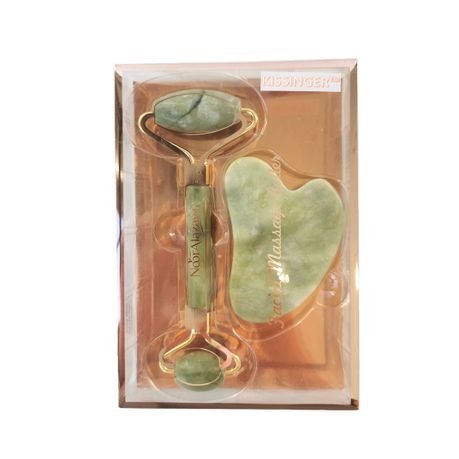 Kissinger Facial Jade Roller Massager & Gua Sha Set - Genuine Jade