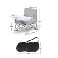 Foldable Baby Dining Chair Seat with Tray and Travel Bag MU-5 Grey