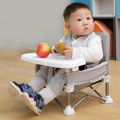 Foldable Baby Dining Chair Seat with Tray and Travel Bag MU-5 Grey