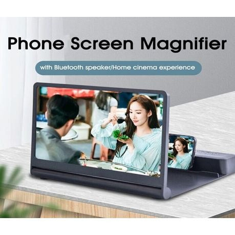 12'' Smartphone Screen Magnifier With Bluetooth Speaker Projector Black